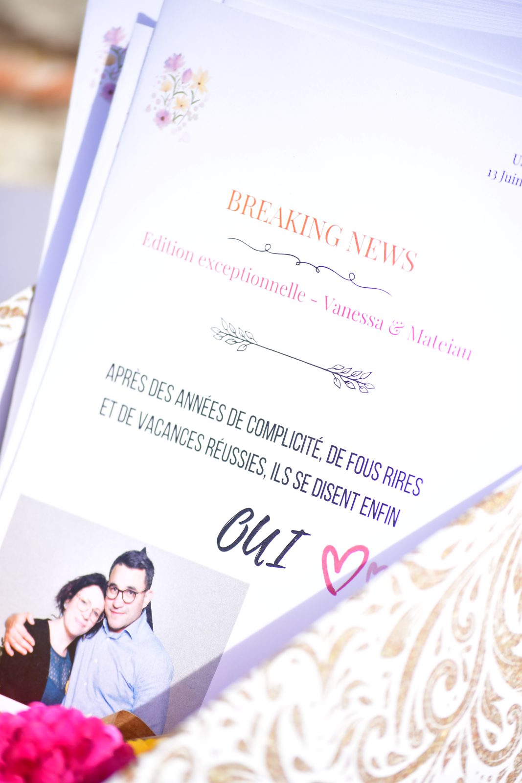 Faire-part « Breaking news » du mariage